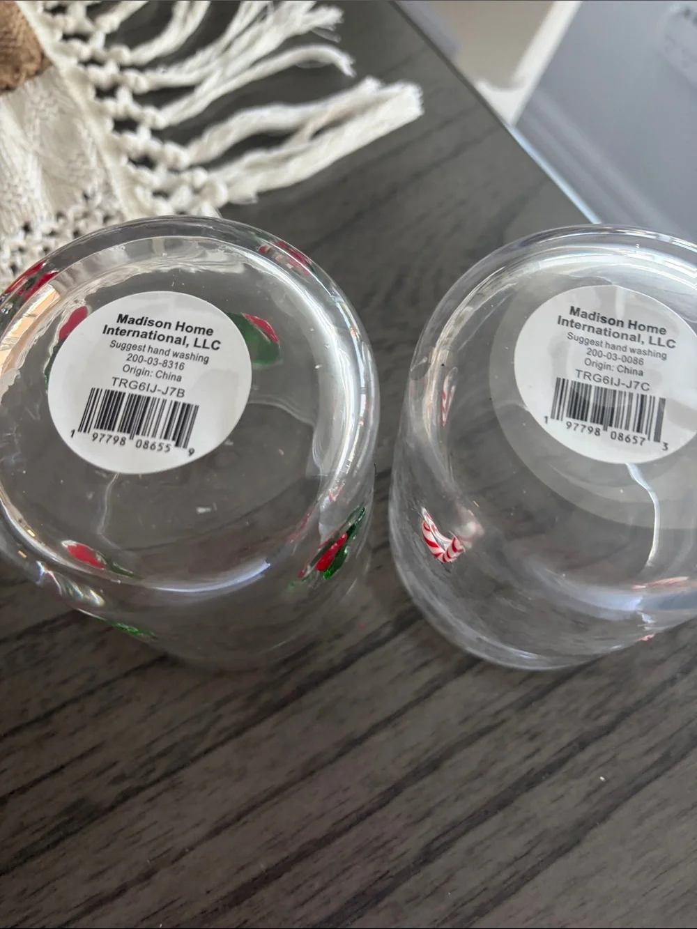 Festive Candy Cane Embossed Clear Glass Tumbler - Holiday Accent